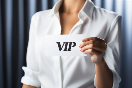 The Power of Exclusivity: Unveiling the VIP Business Concept through a Woman in a White Shirtの素材