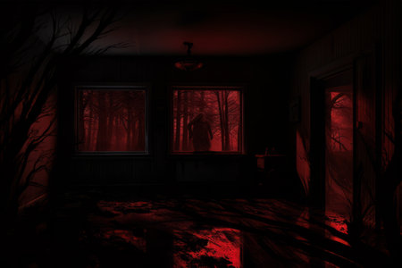 Casting Shadows: The Enigmatic Red Light in the Dark Roomの素材