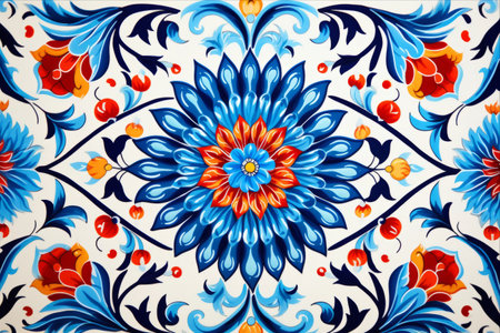 Exquisite Turkish Ceramic Tiles: an Oriental-inspired Background Pattern with a Luxurious Textureの素材