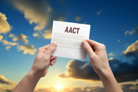 Symbolic Act: Hand Holding White Paper with Sign Against a Sky Backgroundの素材