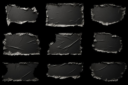 Black Torn Ripped Paper Cardboard Edges: A Collection of High Quality Rough Grunge Elements for Mixed Media Collage - AR 3:2の素材