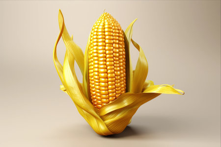 Glorious Gilded Harvest: A 3:2 Render of Golden Cornの素材