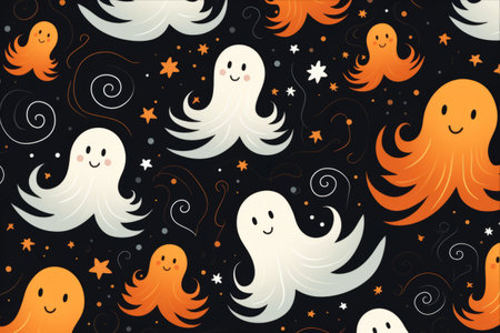 Boho Ghosts and Retro Vibes: A Groovy Halloween Pattern Collectionの素材