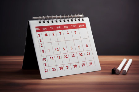 Symbolic Deadline: Marking a Red Cross on the Calendar â AR 3:2の素材