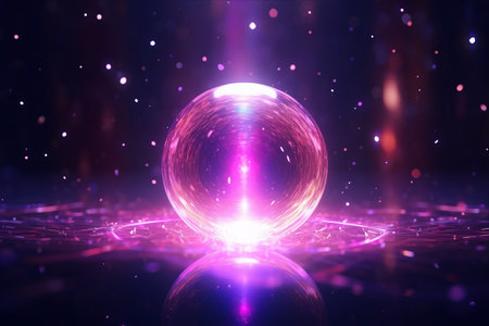 Futuristic Cosmic Fusion: Dazzling Pink & Purple Space Particles in Electrifying Energy Orbの素材
