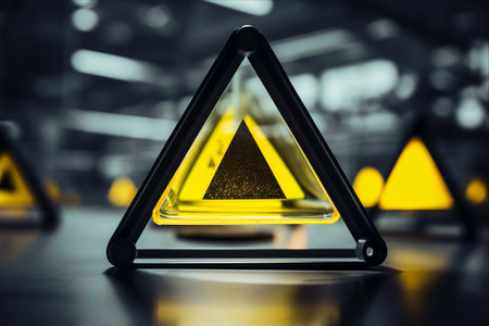 Amplifying Attention: Exploring the Significance of a Black and Yellow Triangle Caution Sign to Highlight Errors and Maintenance â AR 3:2の素材