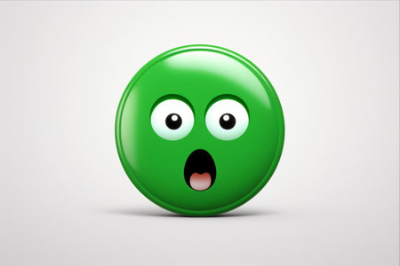 Vibrant Round Exclamation Mark Button with Prime Green Iconの素材