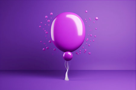 Dynamic, Expressive Exclamation Mark: Speech Bubbles Popping on Vibrant Purple Backgroundの素材