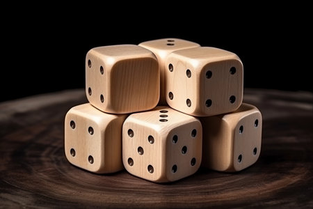Versatile Blank Wooden Dice: The Perfect Canvas for Your Text Creations (AR 3:2)の素材