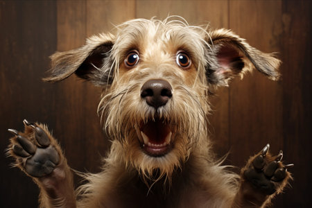 The Irresistible Appeal of a Mixed Terrier Breed Dog Beggingの素材