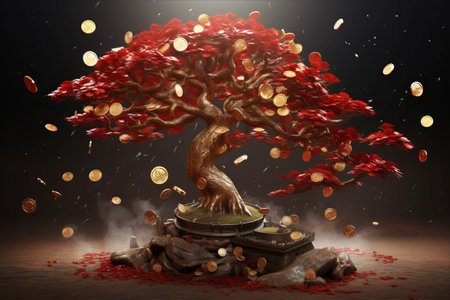 Feng Shui Money Tree: Unlocking Prosperity with a 3:2 Backgroundの素材