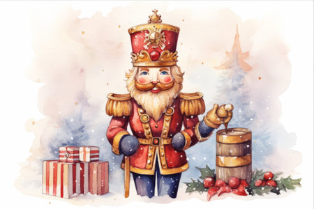 Enchanting Watercolor Nutcracker Christmas Delightの素材