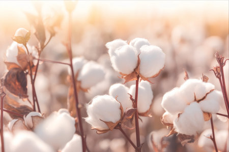 Bountiful Harvest: A Close-Up of Lush Cotton Plantation, Cultivated with Generative AIの素材