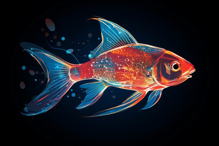 Swimming in the Digital Sea: AI-Generated Fish on Transparent Canvas (3:2 Aspect Ratio)の素材