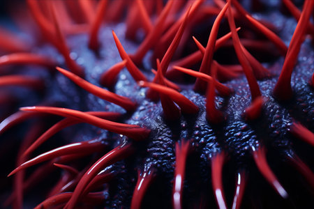 Captivating Close-Up of the Vicious Red Crown of Thorns Starfish - AR 3:2の素材