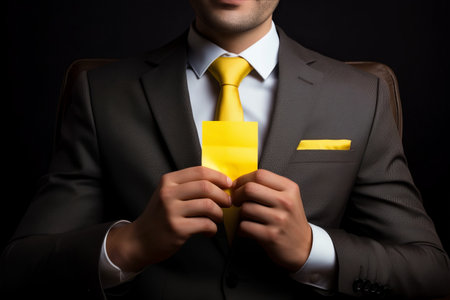 The Power of Yellow: Unveiling the Success Secrets of a Businessman with a Stickerの素材