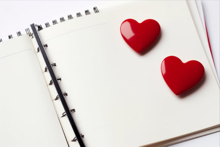 February Love: Saint Valentine's Day Reminder in a Heart-highlighted Calendar Notebook Pageの素材