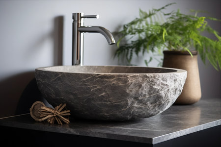 Elevating Home Decor: A Contemporary Touch with a Grey Round Stone Wash Basinの素材