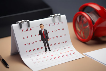 Efficient Job Interview Planner: Closeup of Date Reminder on Calendar â AR 3:2の素材