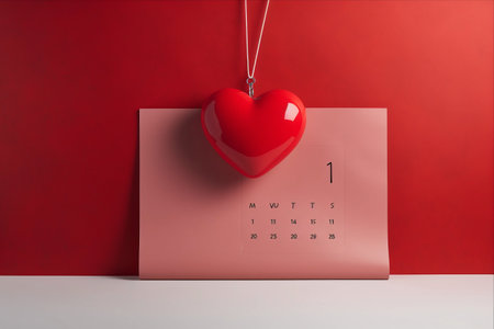Romantic Reminder: Special Saint Valentine's Date Highlighted on Isolated Calendarの素材