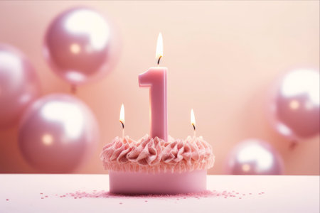 Joyful Celebrations: Vibrant 91 Candles on Pastel Pink Background with Festive Decorの素材