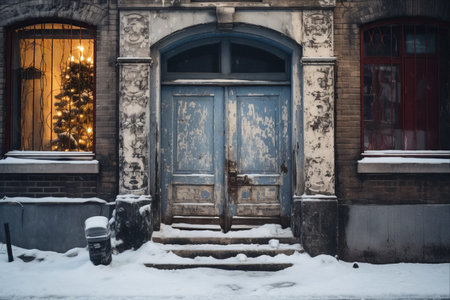 Frozen Beauty: Captivating Snow-Covered Doors and Building Elementsの素材
