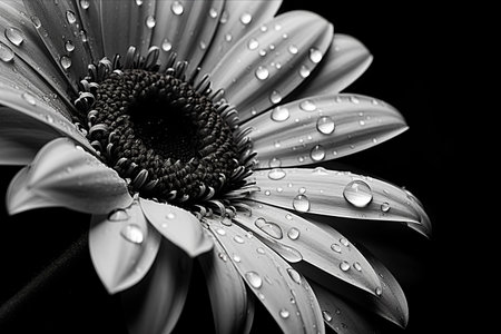 Dazzling Gerbera: Captivating Close-Up in Monochrome Macroの素材