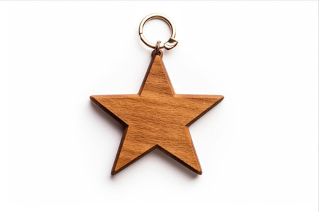 Gleaming Stardust: Star Keychain Captivated Against a White Canvas -AR 3:2の素材