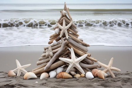 Seaside Magic: A Starfish and Driftwood Christmas Treeの素材