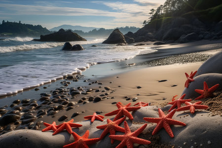 Captivating Starfish Beach: A Visual Delight in 3:2の素材