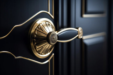 Glamorous Gold Handle: Elevating Modern Interior Design with a Stunning Black Door â Up Close!の素材