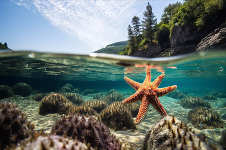 Capturing the Majesty of Starfish in their Natural Ocean Habitat: Stunning Nature Photography in 3:2 Aspect Ratioの素材