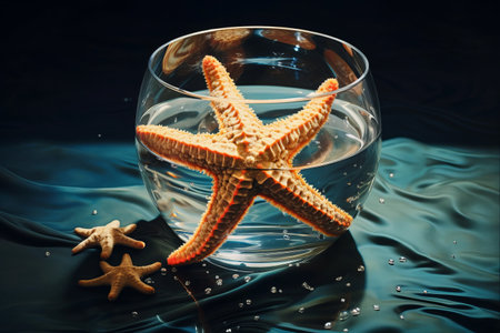 Captivating Serenity: Starfish on Glass --ar 3:2の素材