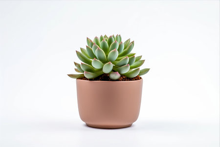 Charming Succulent: A Potted Beauty on a Crisp White Canvasの素材