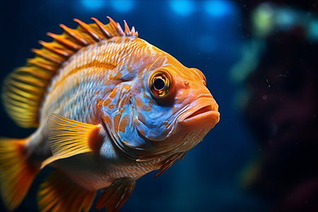 Vibrant Beauty: Close-Up of a Tropical Fish in an Indonesian Aquariumの素材