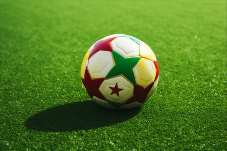 Soccer Showdown: Algeria vs. Ethiopia - Clash of Flags on the Green Football Fieldの素材