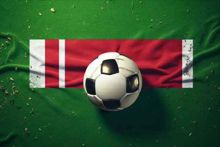 Thrilling Egypt vs. Australia Soccer Match Ends in a Nail-biting 3:2 Victory - Captured from Top View on the Green Football Fieldの素材