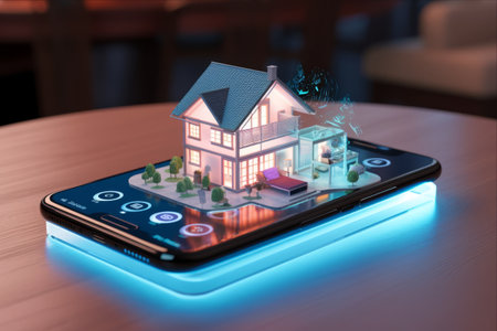 The Future of Smart Home Control: A Miniature Connected House on a Smartphone Screenの素材