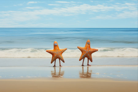 Catching Waves: The Incredible Adventures of Two Starfish Surfers on the Beachの素材