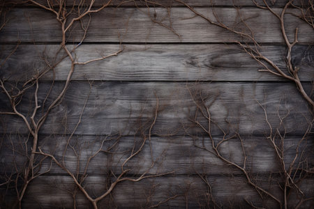 Nature's Symphony: Capturing the Texture of Branches on a Wooden Backgroundの素材