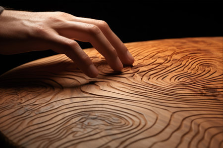 Unveiling the Alluring Texture: Exploring the Sensory Delight of Tracing Growth Rings on Smooth Wooden Surfacesの素材
