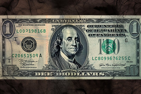 Captivating Textured 1 US Dollar Banknote: Transparent Background with AR 3:2 Elementsの素材