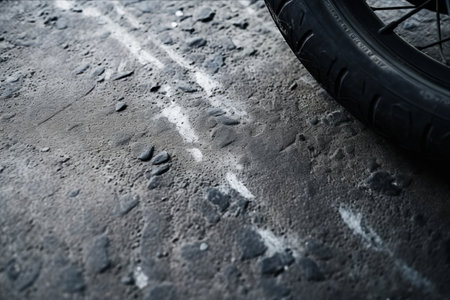 Tracing the Imprints: Captivating Texture of Vehicle Marks on Roadの素材