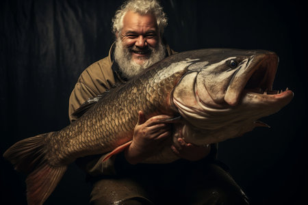 Gleeful Angler with an Enormous Catch -- AR 3:2の素材