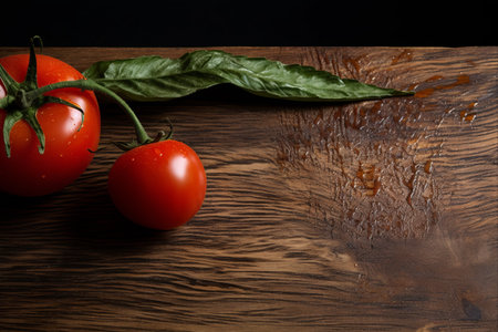 Fiery Flavors: A Captivating Fusion of Tomato and Chili on Woodの素材