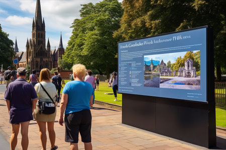 Lichfield's Rich History Revealed: A Tourist Information Board Unveiled at Minister Pool, Staffordshire, UKの素材