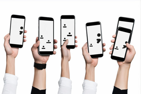 Modern Communication: Dynamic Vertical Collage with Arms Typing Messages on Smartphones in Dialogue Bubbles!の素材