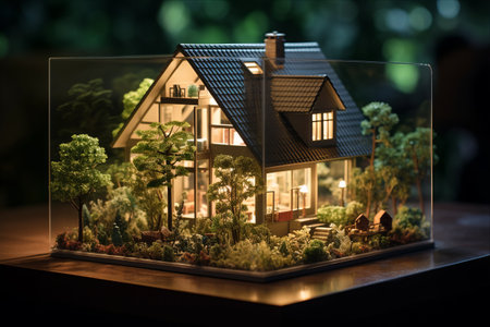 Sustainable Housing in a Rural and Green Oasis: A 3:2 Perspective on Small House Model's Commercial Lighting and Shoot Designの素材