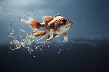 Capturing the Exquisite Moment: An Astonishing High-Resolution Image of a Fish Leaping Up --AR 3:2の素材