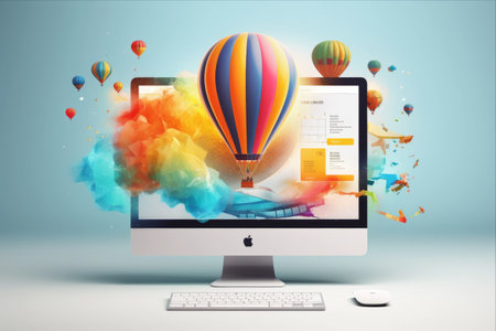 Unleashing the Dynamic World of Digital Advertising: Exploring the Innovative Website Design and Flying Web Page Layout Elementsの素材